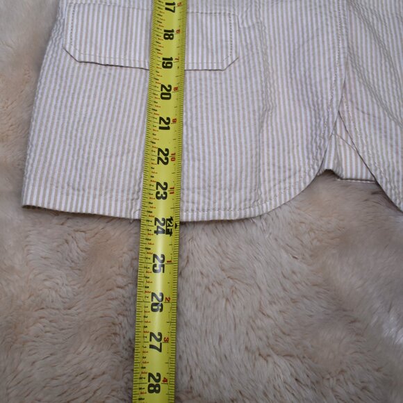 City UNLTD Beige White Pinstripe Cotton Blazer Size 14 Large - Picture 7 of 13